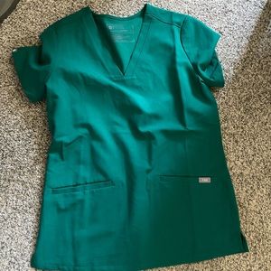 FIGS hunter green two pocket scrub top